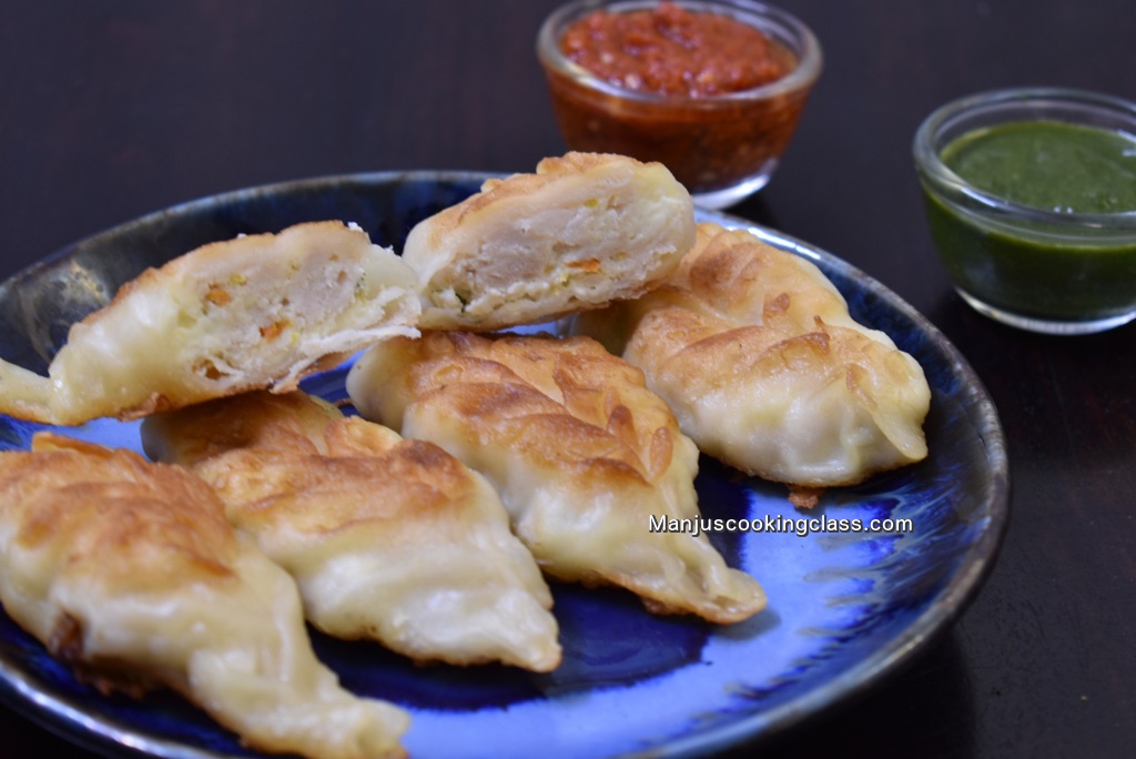 Chicken and Cheese Pan-fried Momo